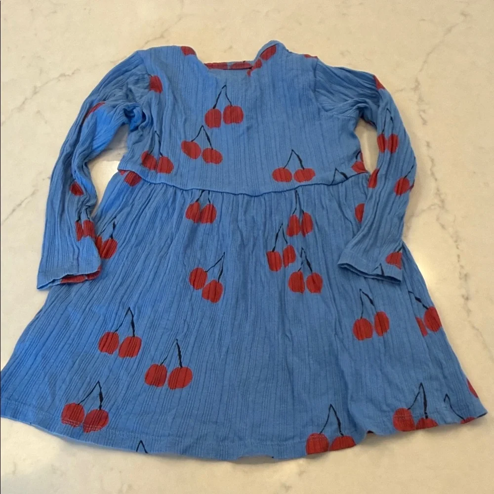 Mini Rodini Blue‎ Dress with Red Cherry Print Size 92/98
